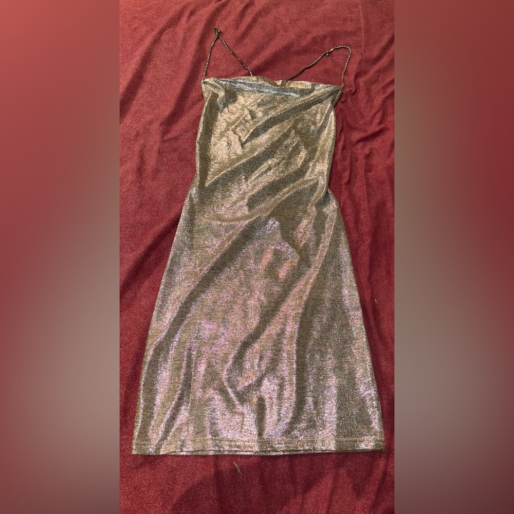 Silver reptile skin patterned party mini dress